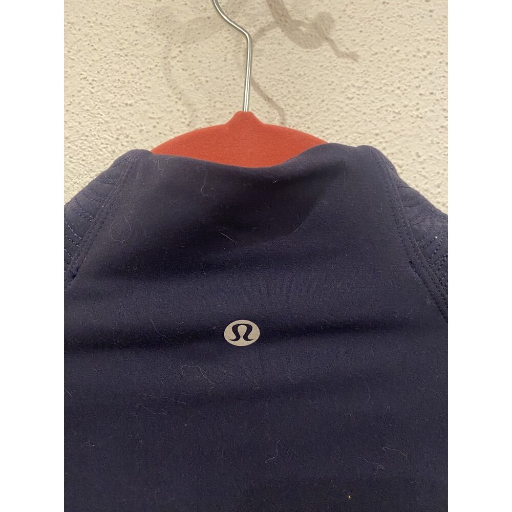 Lululemon Shirt Womens 10 Blue Mock Neck 1/4 Zip Textured Sleeve Athletic Gym - Picture 5 of 5